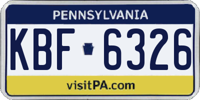 PA license plate KBF6326