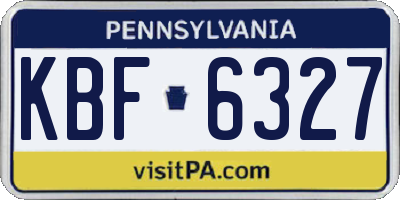PA license plate KBF6327