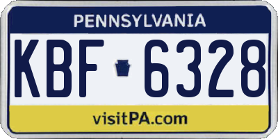 PA license plate KBF6328