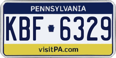 PA license plate KBF6329