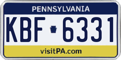 PA license plate KBF6331
