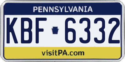 PA license plate KBF6332
