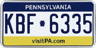 PA license plate KBF6335