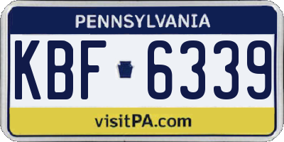 PA license plate KBF6339