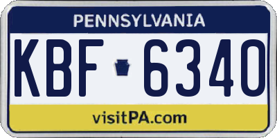 PA license plate KBF6340