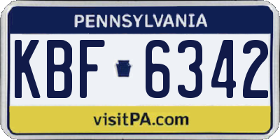 PA license plate KBF6342
