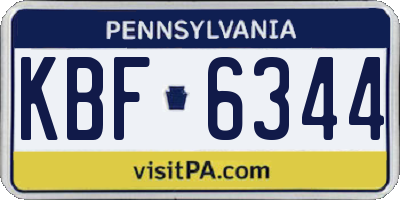 PA license plate KBF6344