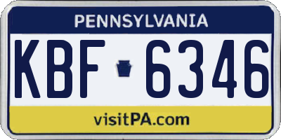 PA license plate KBF6346