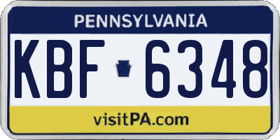 PA license plate KBF6348