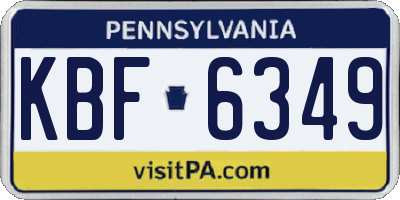 PA license plate KBF6349