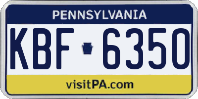 PA license plate KBF6350