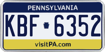 PA license plate KBF6352