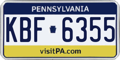 PA license plate KBF6355