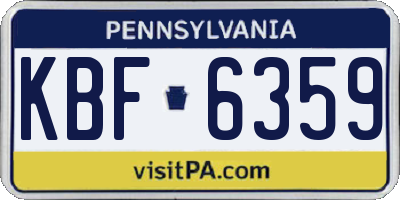 PA license plate KBF6359
