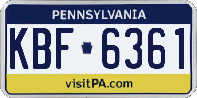 PA license plate KBF6361