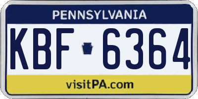 PA license plate KBF6364