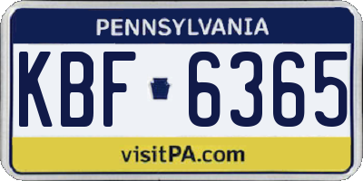 PA license plate KBF6365