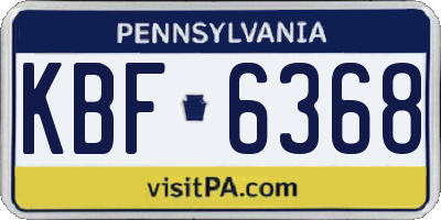 PA license plate KBF6368