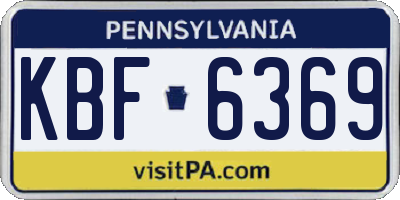 PA license plate KBF6369