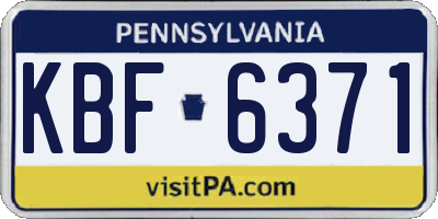 PA license plate KBF6371