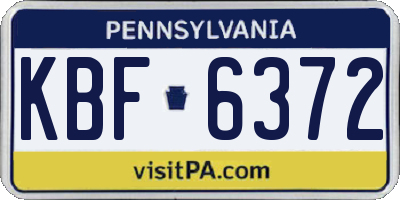 PA license plate KBF6372