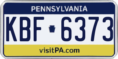 PA license plate KBF6373