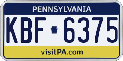PA license plate KBF6375