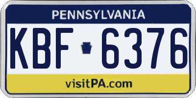 PA license plate KBF6376
