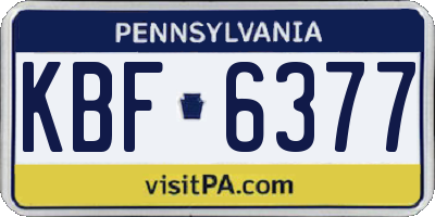 PA license plate KBF6377