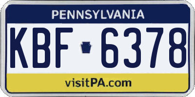 PA license plate KBF6378