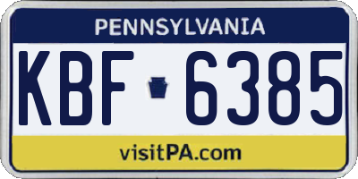 PA license plate KBF6385