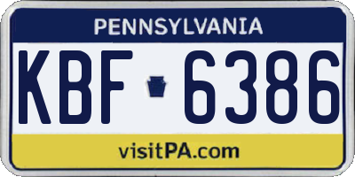 PA license plate KBF6386