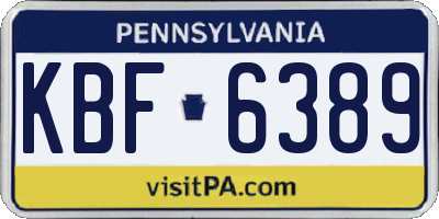 PA license plate KBF6389