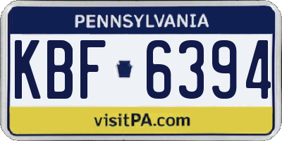 PA license plate KBF6394