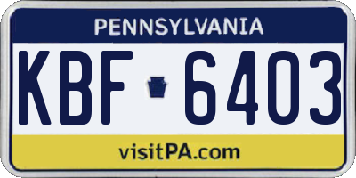 PA license plate KBF6403