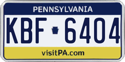 PA license plate KBF6404