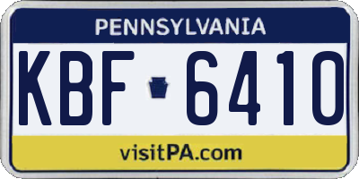 PA license plate KBF6410