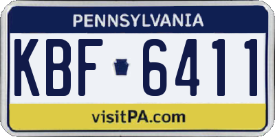 PA license plate KBF6411