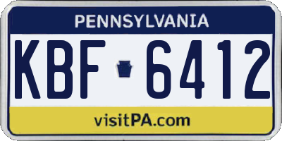 PA license plate KBF6412
