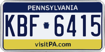 PA license plate KBF6415