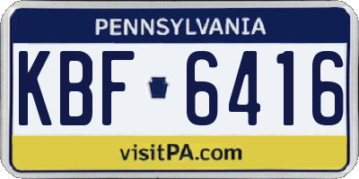 PA license plate KBF6416