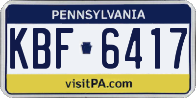 PA license plate KBF6417