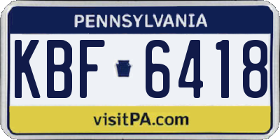 PA license plate KBF6418