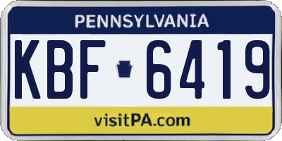 PA license plate KBF6419