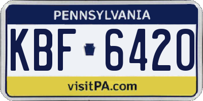 PA license plate KBF6420