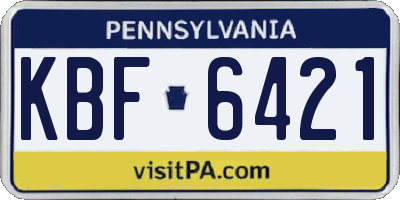 PA license plate KBF6421