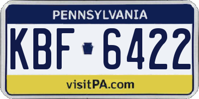 PA license plate KBF6422