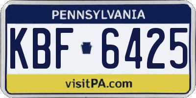 PA license plate KBF6425