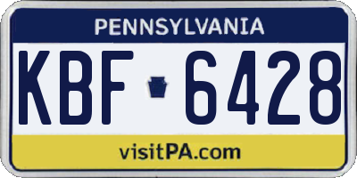 PA license plate KBF6428