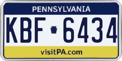 PA license plate KBF6434